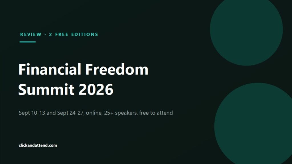 Financial Freedom Summit 2026: two free online editions, 10 to 13 September and 24 to 27 September, with 25+ speakers