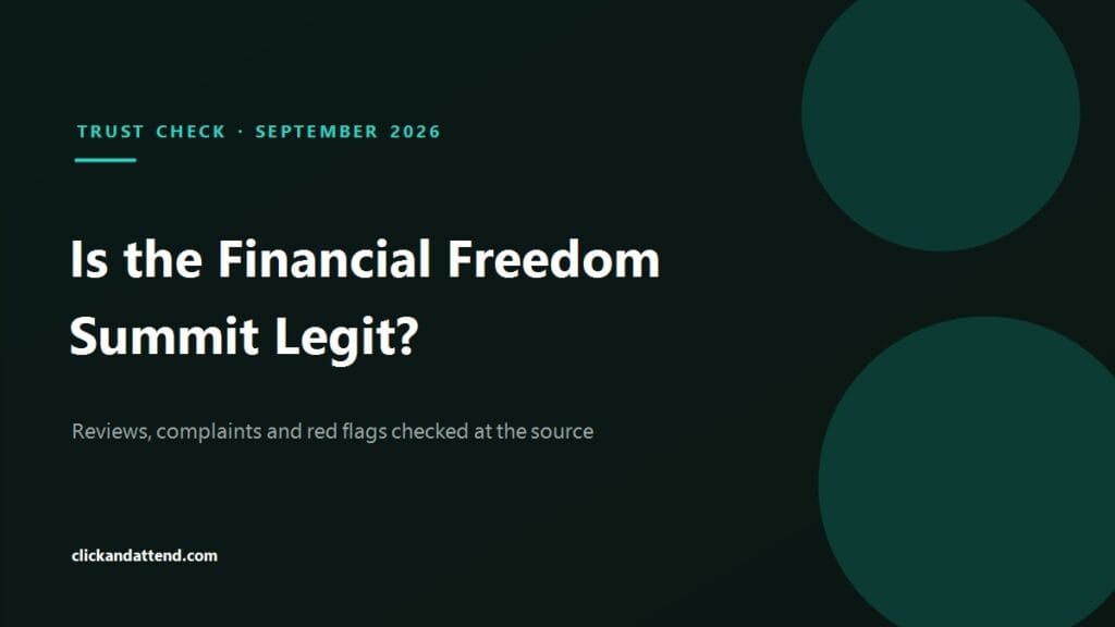 Is the Financial Freedom Summit legit: Trustpilot 4.9 out of 5, complaints target the paid programmes not the free event