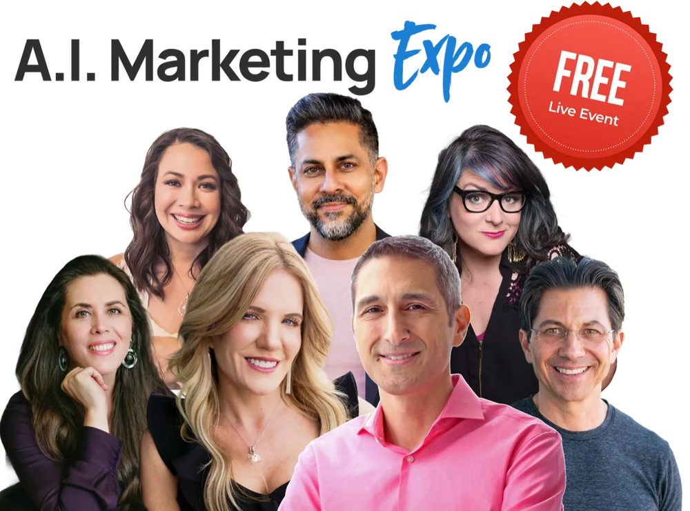 The A.I. Marketing Expo free live event: hosts and experts for a free 3-day virtual summit on November 6 to 8, 2026