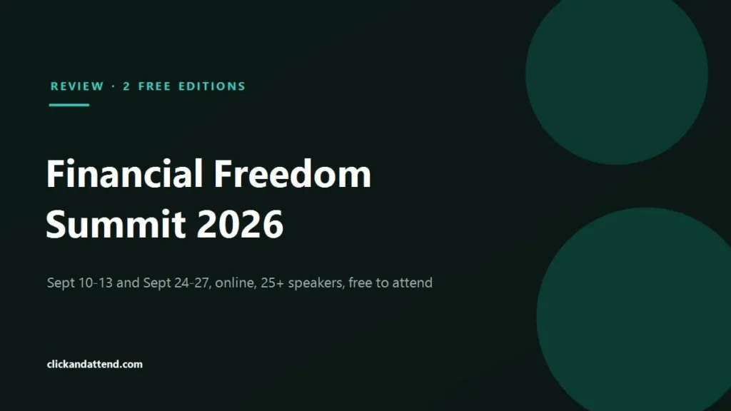 Financial Freedom Summit 2026: two free online editions, 10 to 13 September and 24 to 27 September, with 25+ speakers
