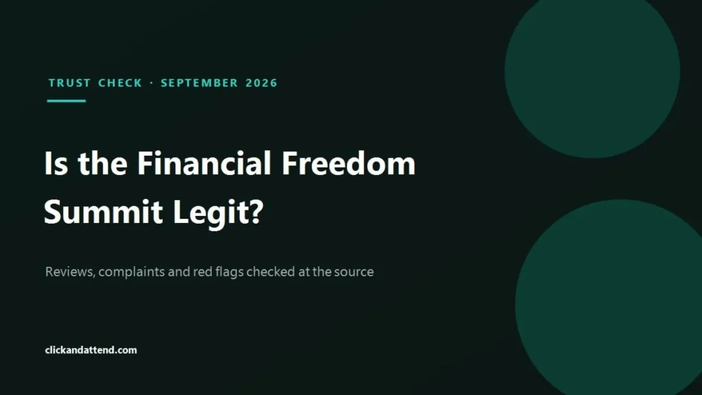 Is the Financial Freedom Summit legit: Trustpilot 4.9 out of 5, complaints target the paid programmes not the free event